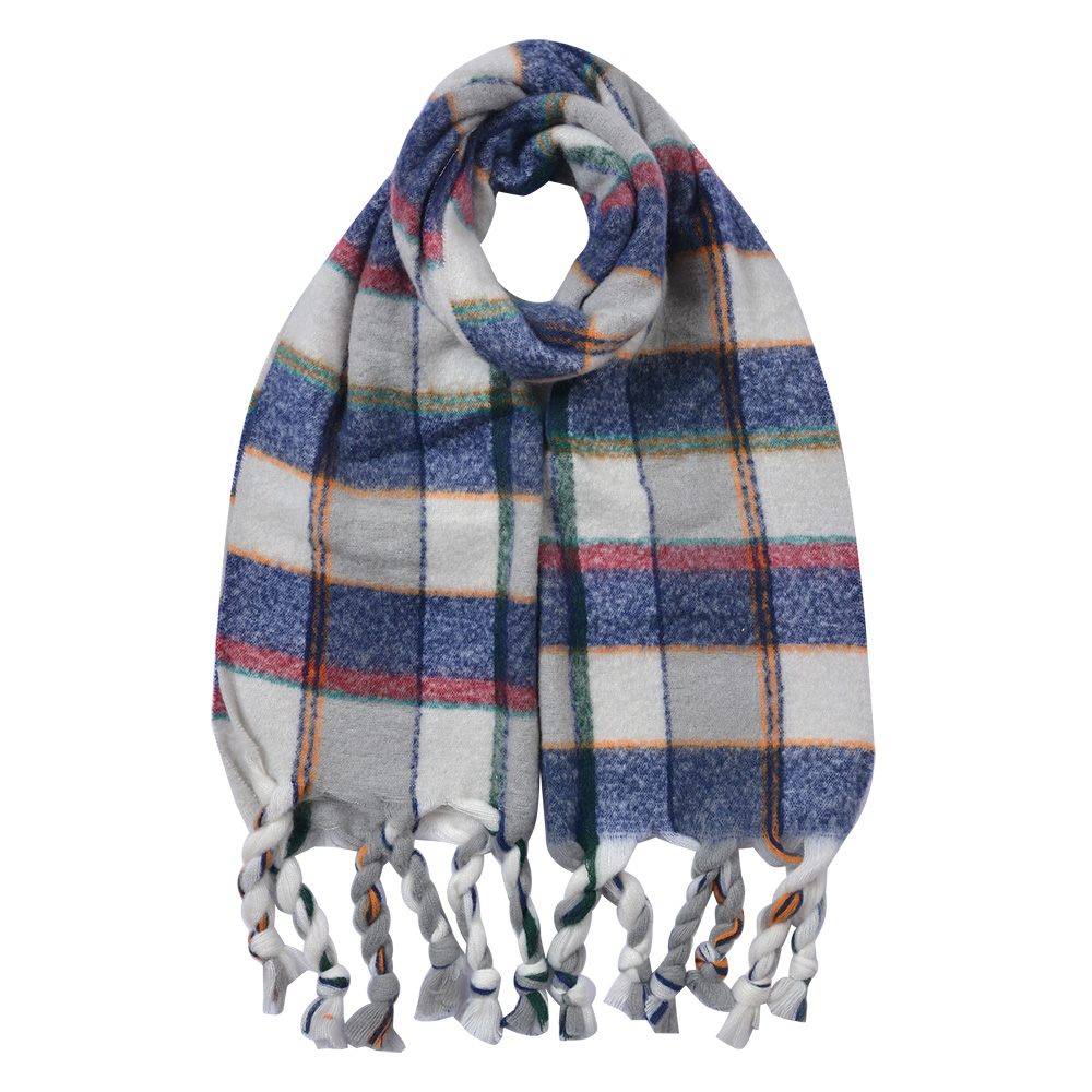 [JZSC0824BL] Scarf Women Blue Grey 50x200 cm