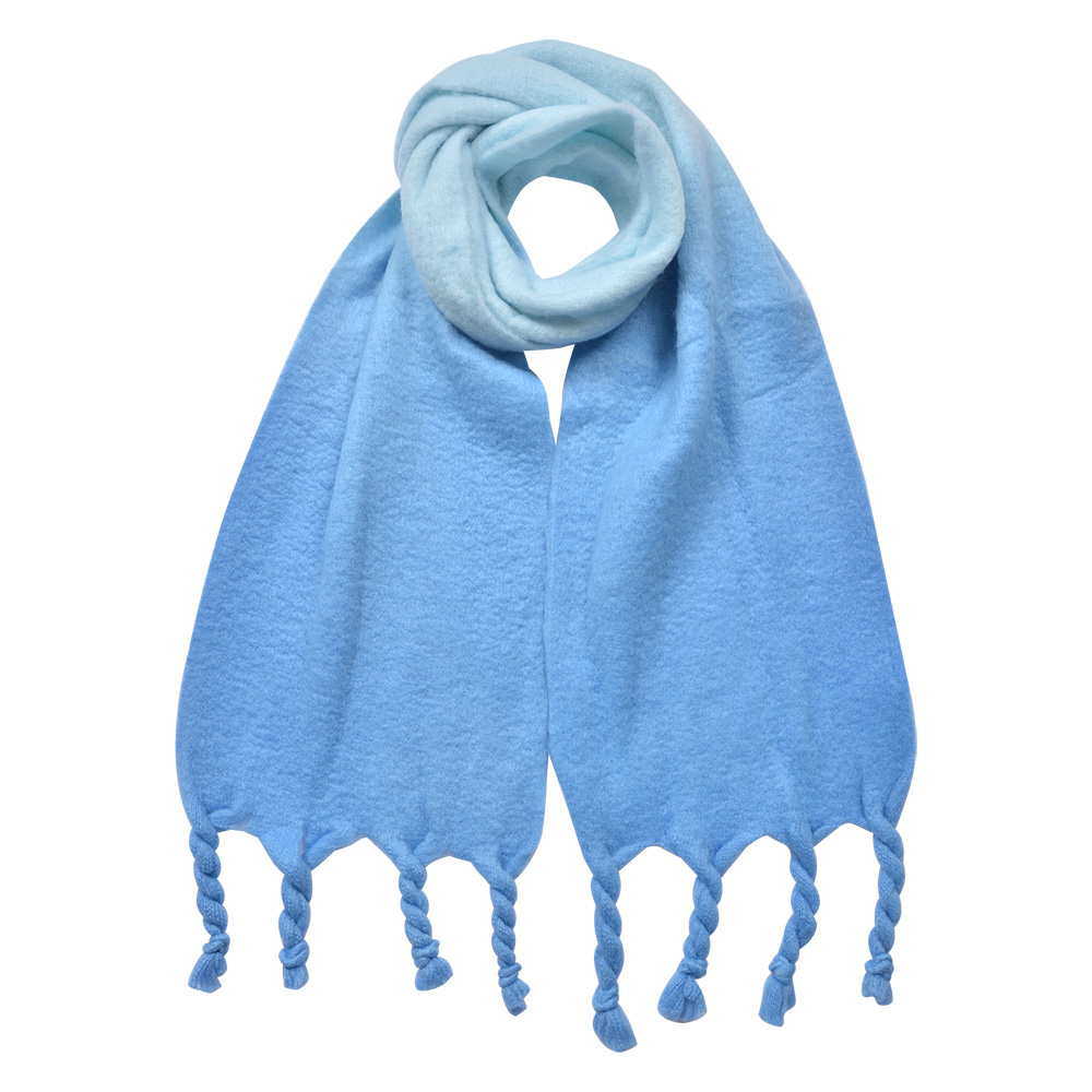 [JZSC0827BL] Scarf Women Blue White 32x220 cm