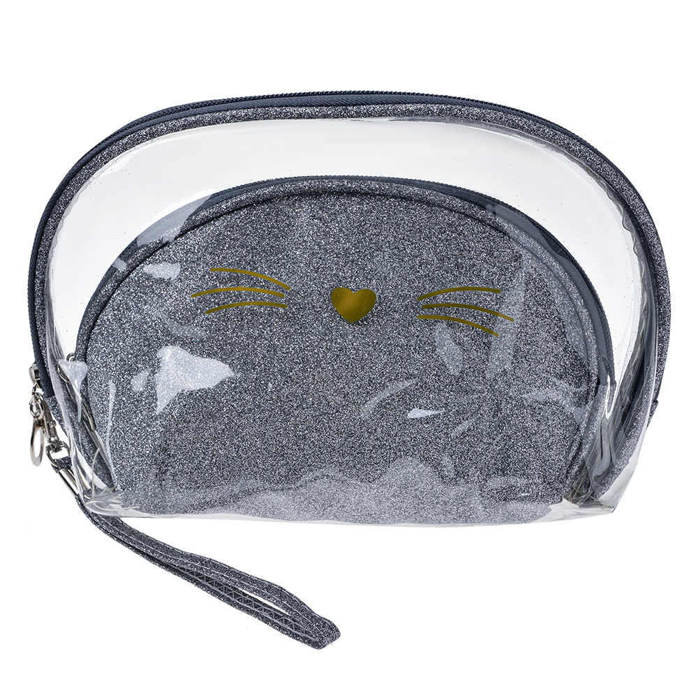 [JZSET0002ZI] Busta toilette per donne Argento (set 2) 24x15 / 19x12 cm