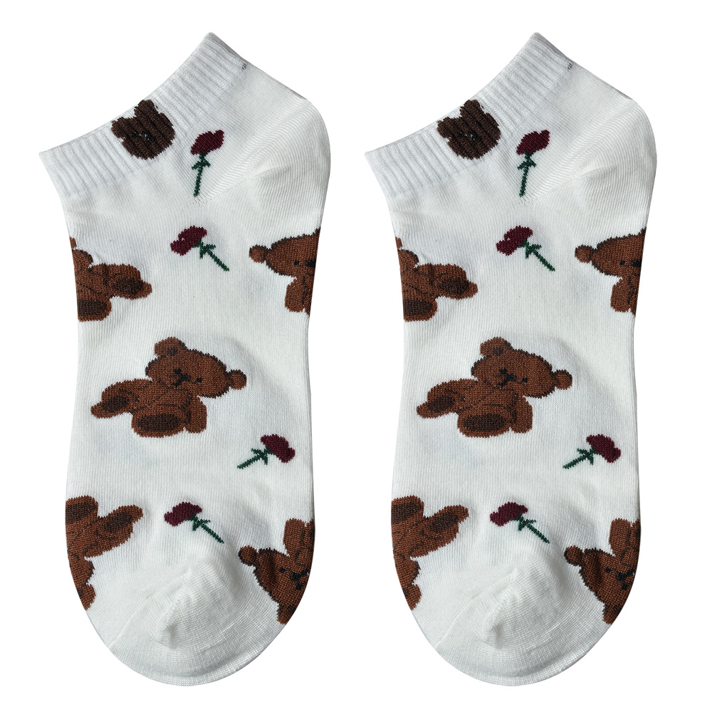 [JZSSK0034] Socks White Brown 36-41