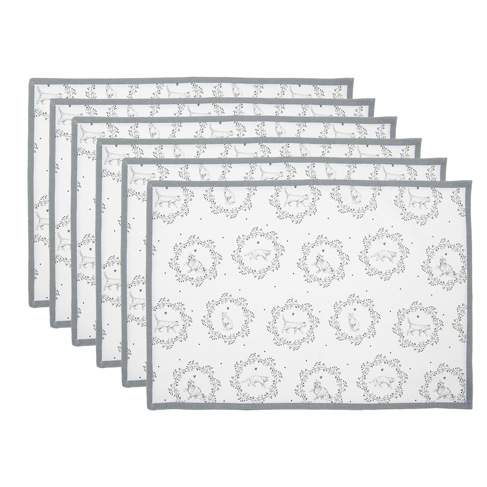 [LGC40] Tovagliette Americana (set di 6) Bianco Grigio 48x33 cm