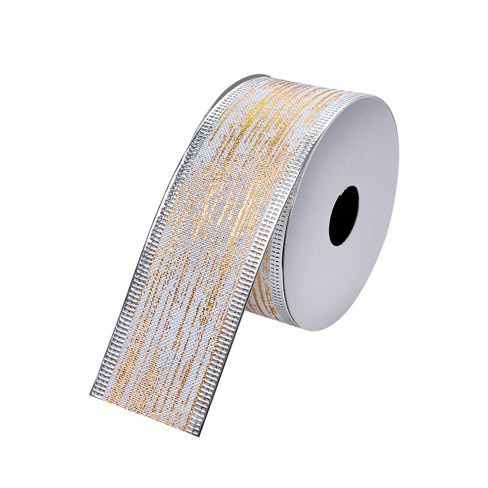 [LI0122] Ruban Blanc Couleur or 3.8 cm x 2.7 m