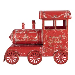 [5Y1474] Dekoration Zug Rot Weiß 69x15x28 cm