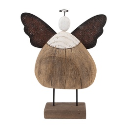 [6H2417L] Weihnachtsdeko Engel Braun Weiß 20x6x25 cm