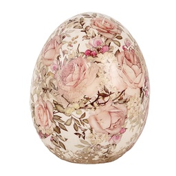 [6CE1920M] Deko Ei Beige Rosa Ø 10x12 cm