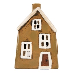 [6CE2187] Dekoration Haus Braun Beige 12x8x18 cm