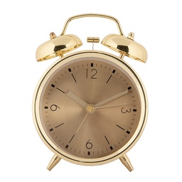 [6AC0035] Wecker Analog Goldfarbig 10x6x14 cm / 1xAA