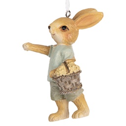 [6PR5457] Pendentif décoratif Lapin Beige Bleu 5x4x8 cm