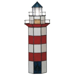 [5LL-1166] Tiffany Tischlampe Leuchtturm Rot, Weiß Ø 21x56 cm E14/max 2x25W