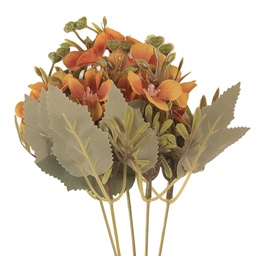 [6PL0402O] Deko Ast mit Blumen Orange Grün 10x10x32 cm