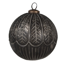 [6GL4676] Boule de Noël Noir Gris Ø 12x12 cm