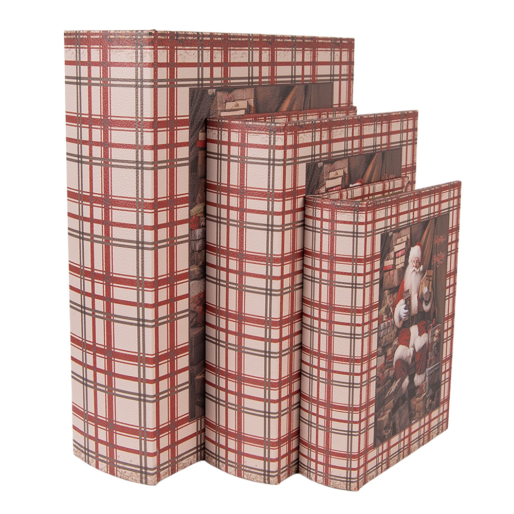 Boîte en forme de livre (3) Marron Rouge 27x22x7 / 22x17x6 / 18x13x4 cm