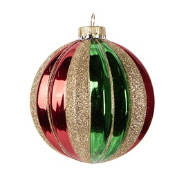 [6GL5116] Palla di natale Verde Rosso Ø 10x11 cm