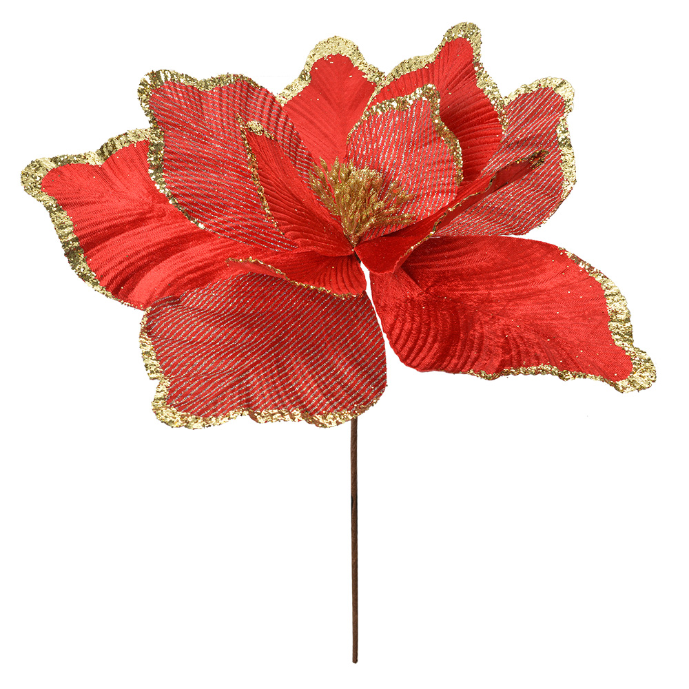 Weihnachtsdeko Blume Rot Goldfarbig Ø 44x46 cm