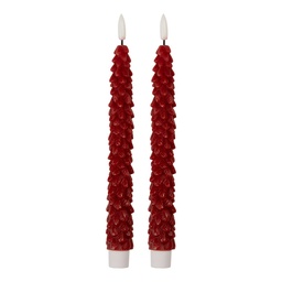 [6CA0001R] Bougie avec LED set 2 Rouge Ø 3x25 cm / 2xAAA