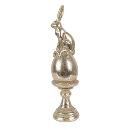 [6PR6067] Dekoration Kaninchen auf Ei Goldfarbig Ø 6x26 cm
