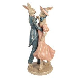 [6PR5967] Decoration dancing rabbits Beige Pink Blue 20x18x47 cm