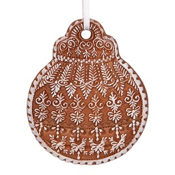 [6PR5318] Decoration pendant Christmas Bauble Brown White 8x2x10 cm