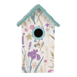 [6H2451] Maison d'oiseau Blanc Turquoise 15x10x22 cm