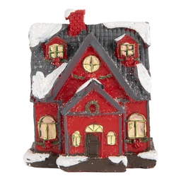 [6PR5739] Decorazione di una Casetta con LED Rosso Grigio 6x5x7 cm