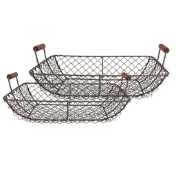 [6Y5543] Körbe Braun (set 2) 40x34x14 / 36x30x13 cm
