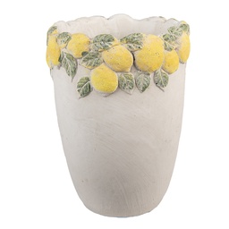 [6TE0570M] Flower Pot Inside White Yellow Ø 17x23 cm
