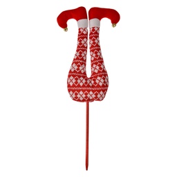 [66193] Décoration Noël Jambes d'elfe de Noël Rouge Blanc 19x4x50 cm