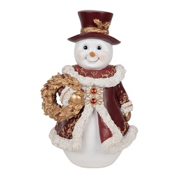 [6PR5703] Decorazione Natalizie Pupazzo di neve Bianco Rosso 15x14x24 cm