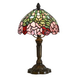 [5LL-6161] Tiffany Tischlampe Grün, Rosa Ø 21x39 cm E14/max 1x25W