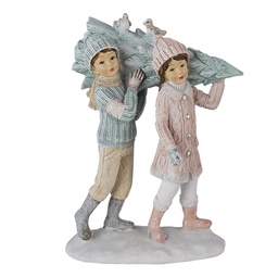 [6PR4662] Statua Decorativa Bambini Verde, Rosa 12x6x15 cm