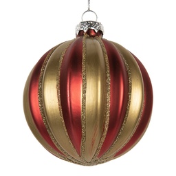[6GL5302] Boule de Noël Rouge Couleur or Ø 8x8 cm