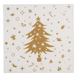 [73132] Serviettes en papier Blanc Couleur or 33x33 cm (20)