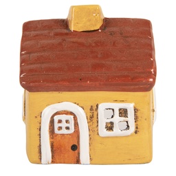 [6CE2197] Dekoration Haus Gelb Rot 8x7x10 cm