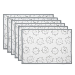 [LGD40] Placemat (set of 6) White Grey 48x33 cm