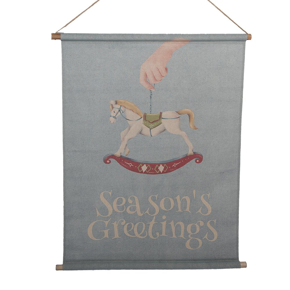 Mappa murale Cavallo a dondolo Blu Beige 76x3x97 cm