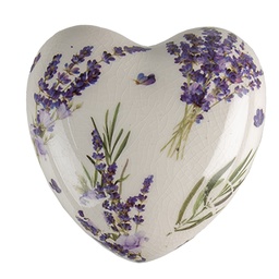 [6CE1554M] Decorazione Cuore Viola Beige 8x8x4 cm