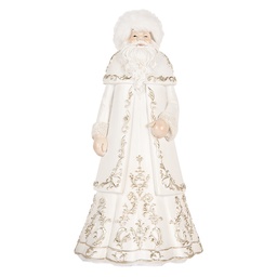 [6PR5367] Weihnachtsdeko Weihnachtsmann Weiß Grau 13x10x25 cm