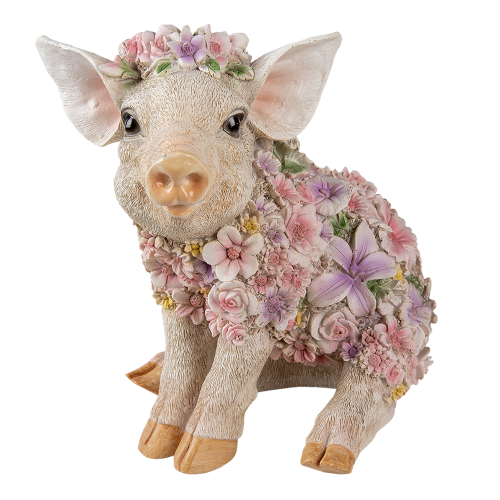 Statua Decorativa Maiale Bianco, Rosa 24x16x23 cm