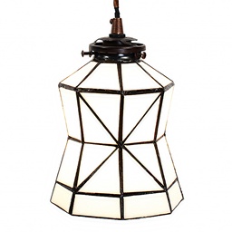 [5LL-6200] Lampada a Sospensione Tiffany Verde, Bianco Ø 15x115 cm E14/max 1x40W