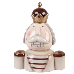 [6CE2250] Dekoration Nussknacker Beige Rot 17x12x23 cm