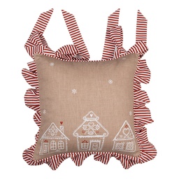 [GBB25] Cushion Cover for Chair Cushion Brown White 40x40 cm