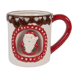 [6CEMU0206] Mug White Red 14x10x10 cm / 375 ml