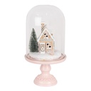 Cloche en Verre avec décoration Rose LED Ø 17x30 cm / 2xAAA