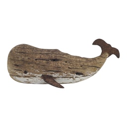 [6H2526] Decorazione Balena Marrone Bianco 33x6x13 cm