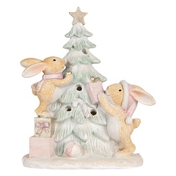 [6PR5880] Decorazione Conigli con LED Marrone Blanc 14x8x16 cm