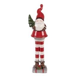 [6CE2265] Weihnachtsdeko Weihnachtsmann Rot Weiß 9x8x30 cm