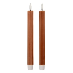 [6CA0002CH] Kerze mit LED set 2 Braun Ø 2x25 cm / 2xAAA