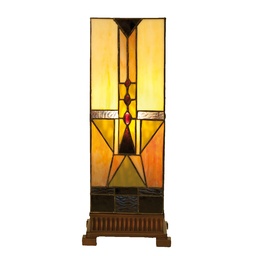 [5LL-5782] Lampe de table Tiffany Beige, Marron 18x18x45 cm E27/max 1x60W