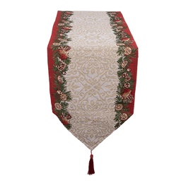 [KT065.165] Runner da Tavola Beige Rosso 33x180 cm
