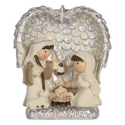 [6PR5896] Decoration Christmas Nativity Figures Silver colored White 12x6x13 cm